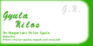 gyula milos business card